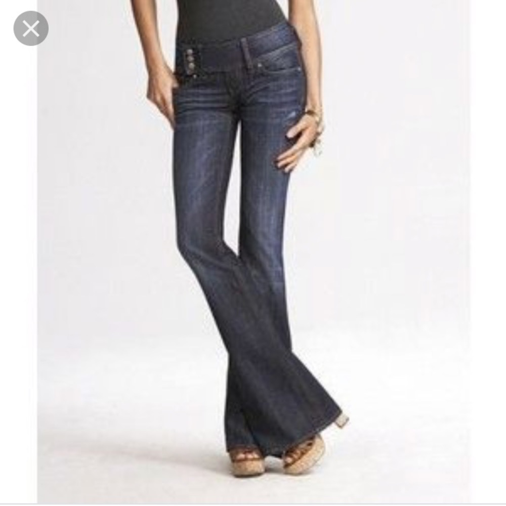 Express REROCK FLARE LEG EXTENDED TAB JEAN